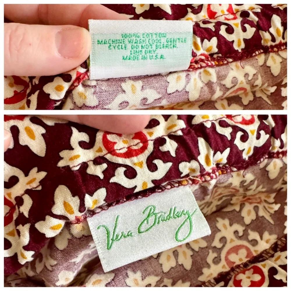 Vera Bradley Small Drawstring Ditty Bag, Medallion Maroon (Print Pattern)